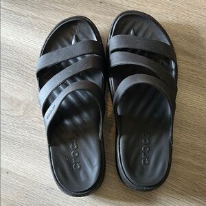 CROCS Black Strappy Slides